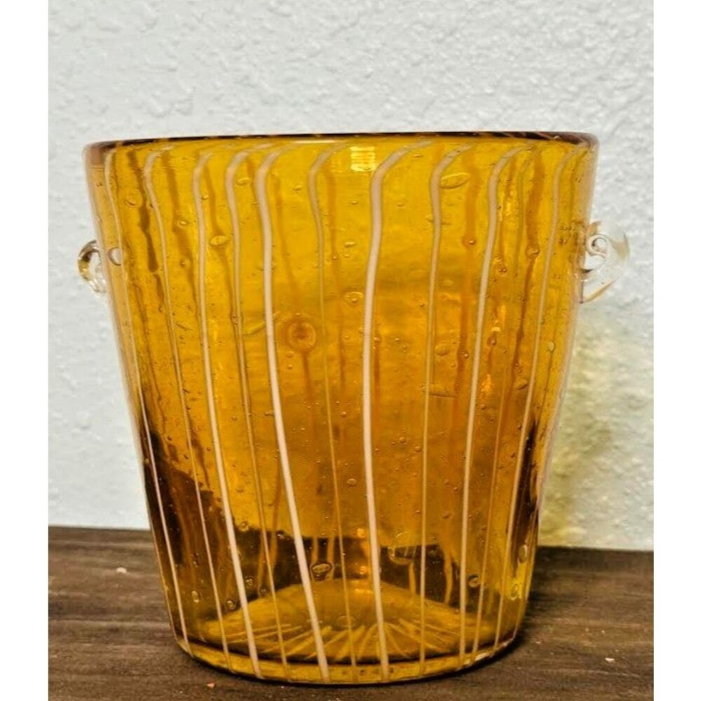 Venini for Disaronno murano art glass amber bubble ice bucket(w)